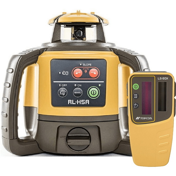 topcon rl-h5a horizontal self-leveling yellow rotary laser level with ls-80x receiver_2